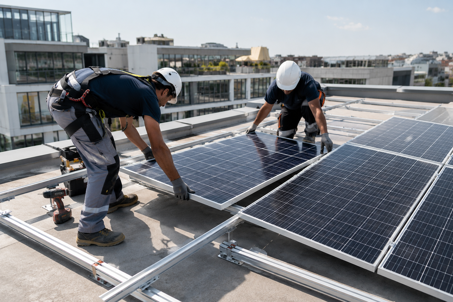 Instalación de paneles solares en cubierta